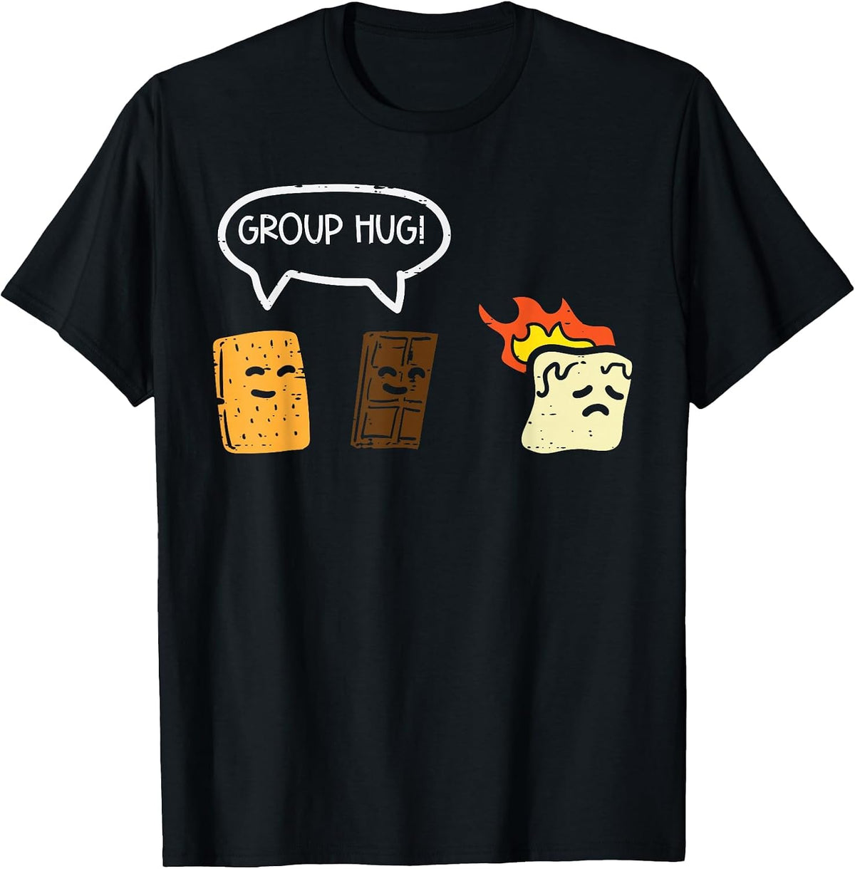 Group Hug Smores Funny Camping Joke Camp Men Women Kids T-Shirt - Black