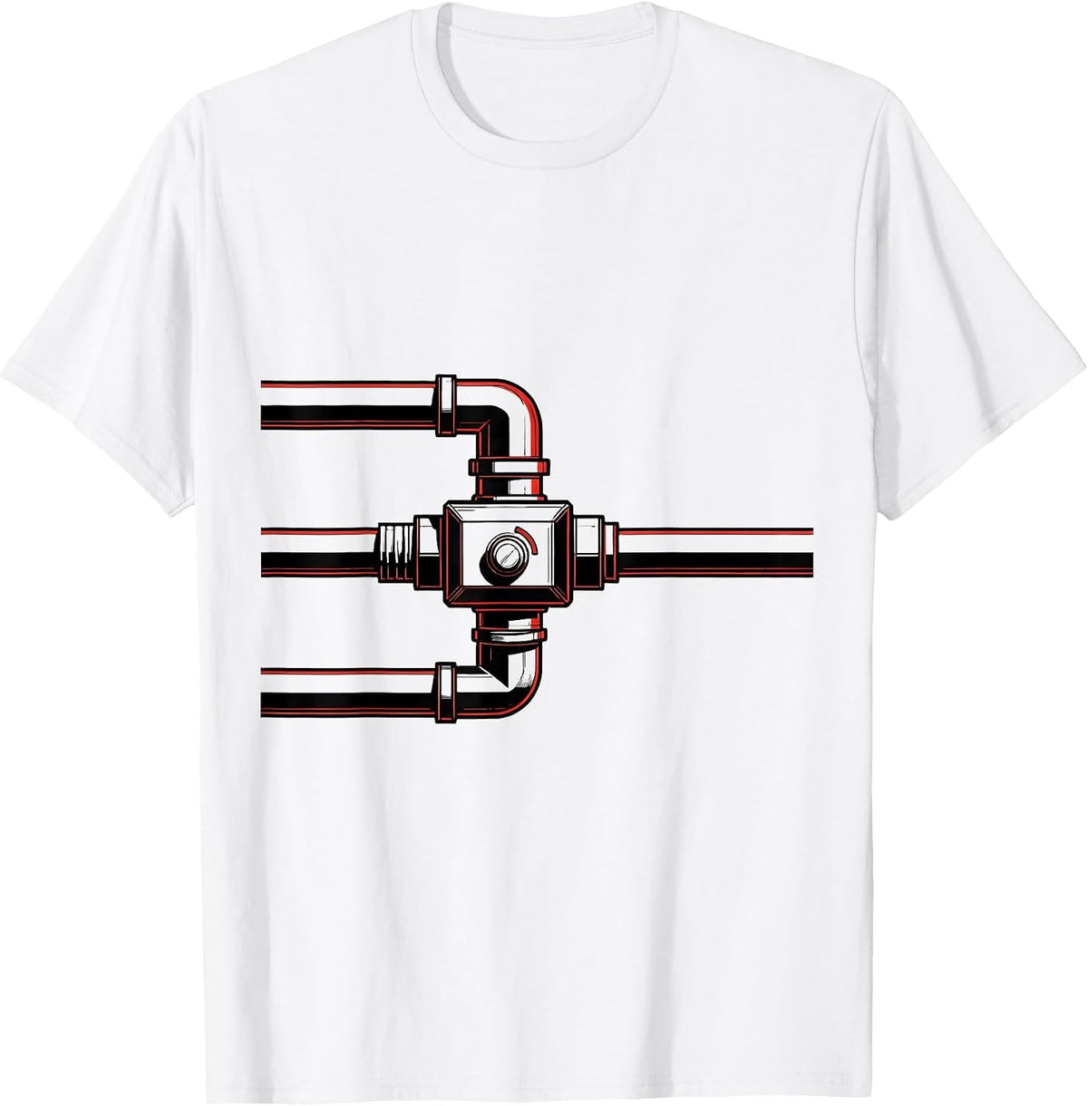 Men's Minimal Diverter Valve Funny Plumber Pipefitter Occupation T-Shirt - White