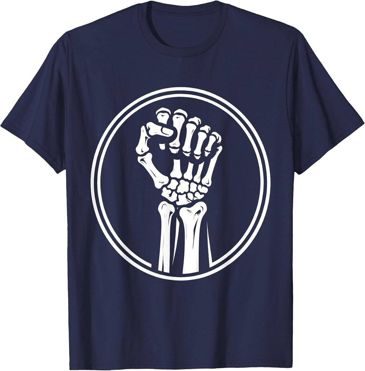 Radiology X-Ray Raised Fist Triumph Illustration T-Shirt - Navy Blue