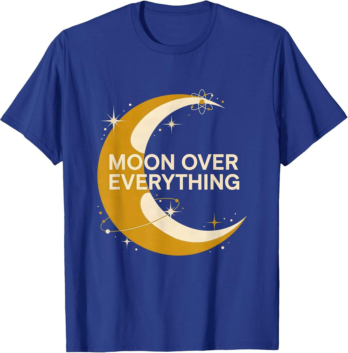 Moon Over Everything Celestial Graphic Design T-Shirt - Royal Blue