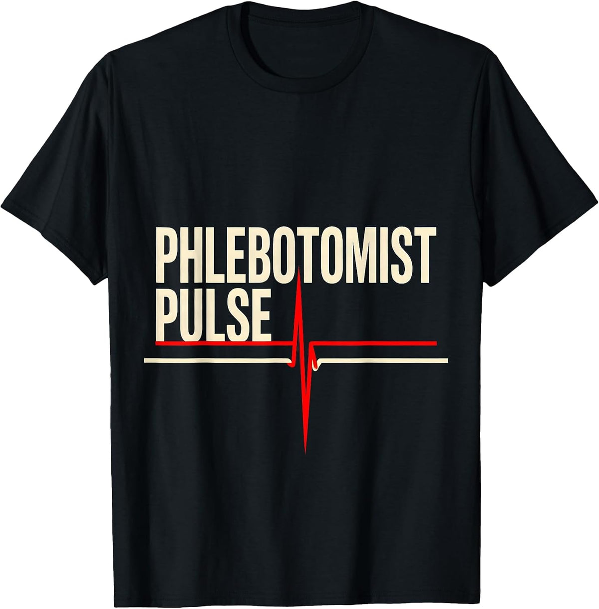 Men's Phlebotomist Pulse Occupational Heartbeat EKG Pulse Identity T-Shirt - Black