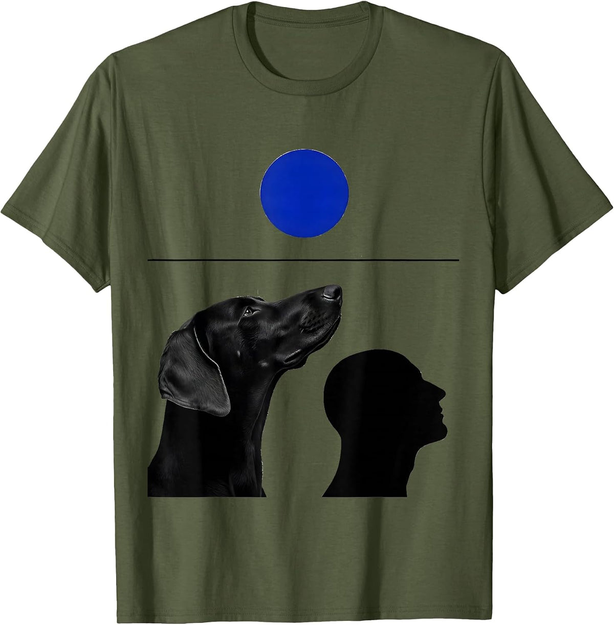 Men's Weimaraner Howling to The Moon Vintage Mystical Dog T-Shirt - Olive Green