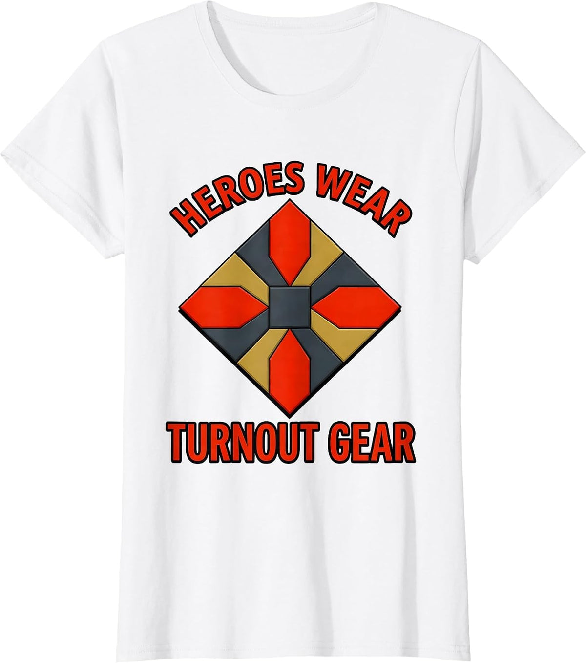 Heroes Wear Turnout Gear Firefighter Design T-Shirt - White