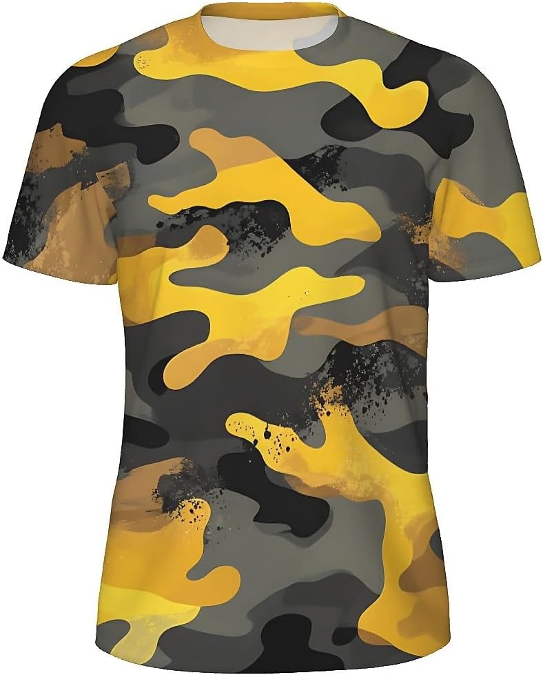 Men's Fierce Tiger Graphic T-Shirts Casual Short Sleeve Fashion 3D Printed Tees - Golden Camouflage