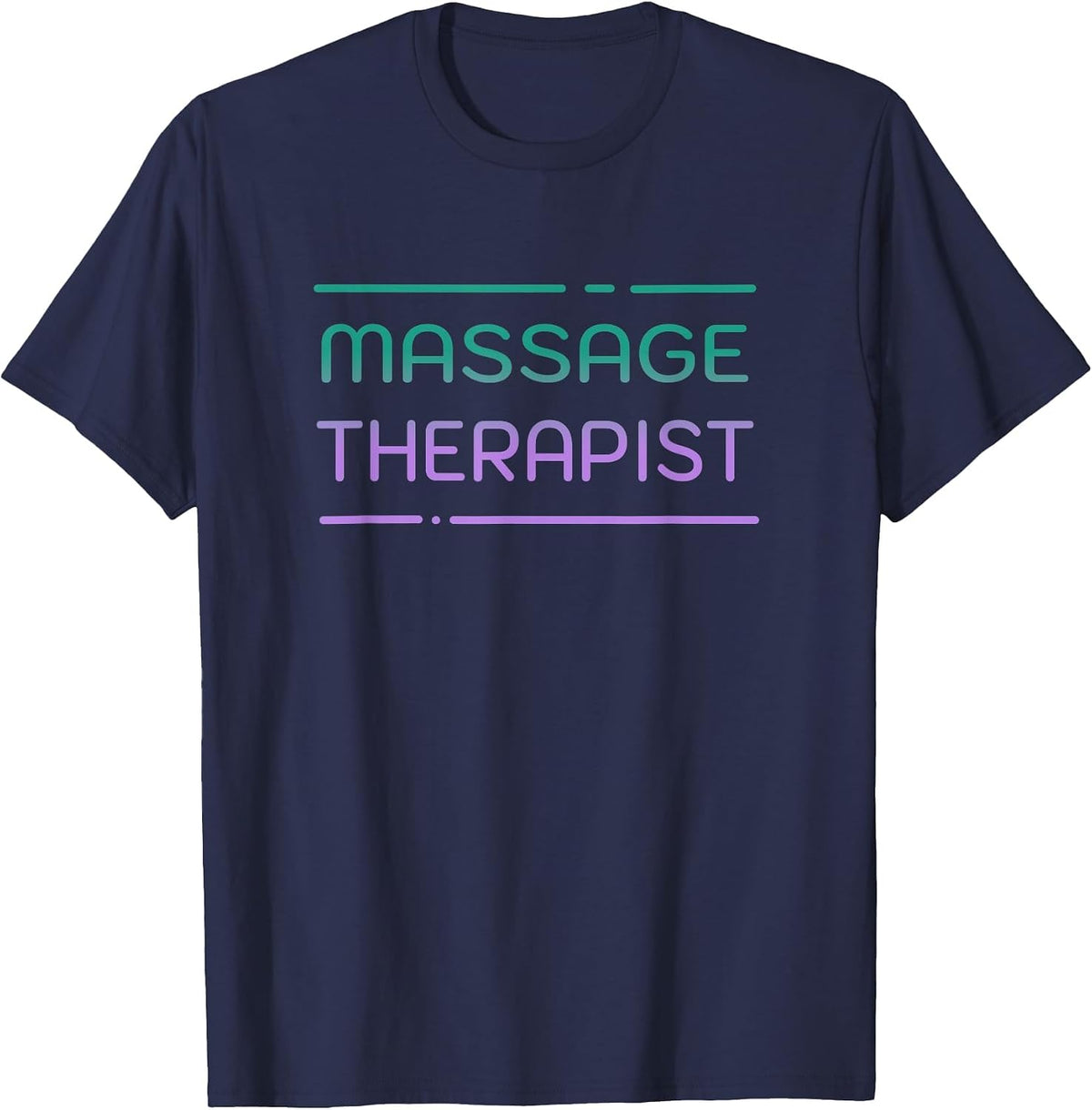 Massage Therapist Teal Purple Minimalist Typography T-Shirt - Navy Blue