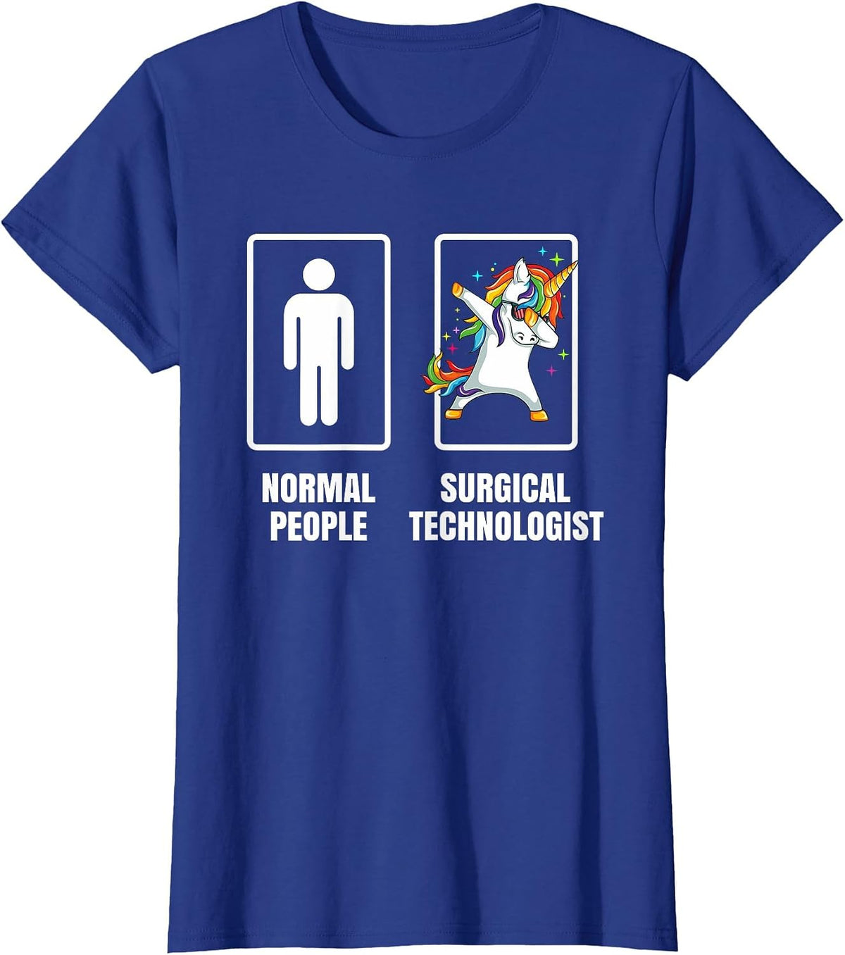 Dabbing Unicorn Surgical Technologist Scrub Tech Technician T-Shirt - Royal Blue