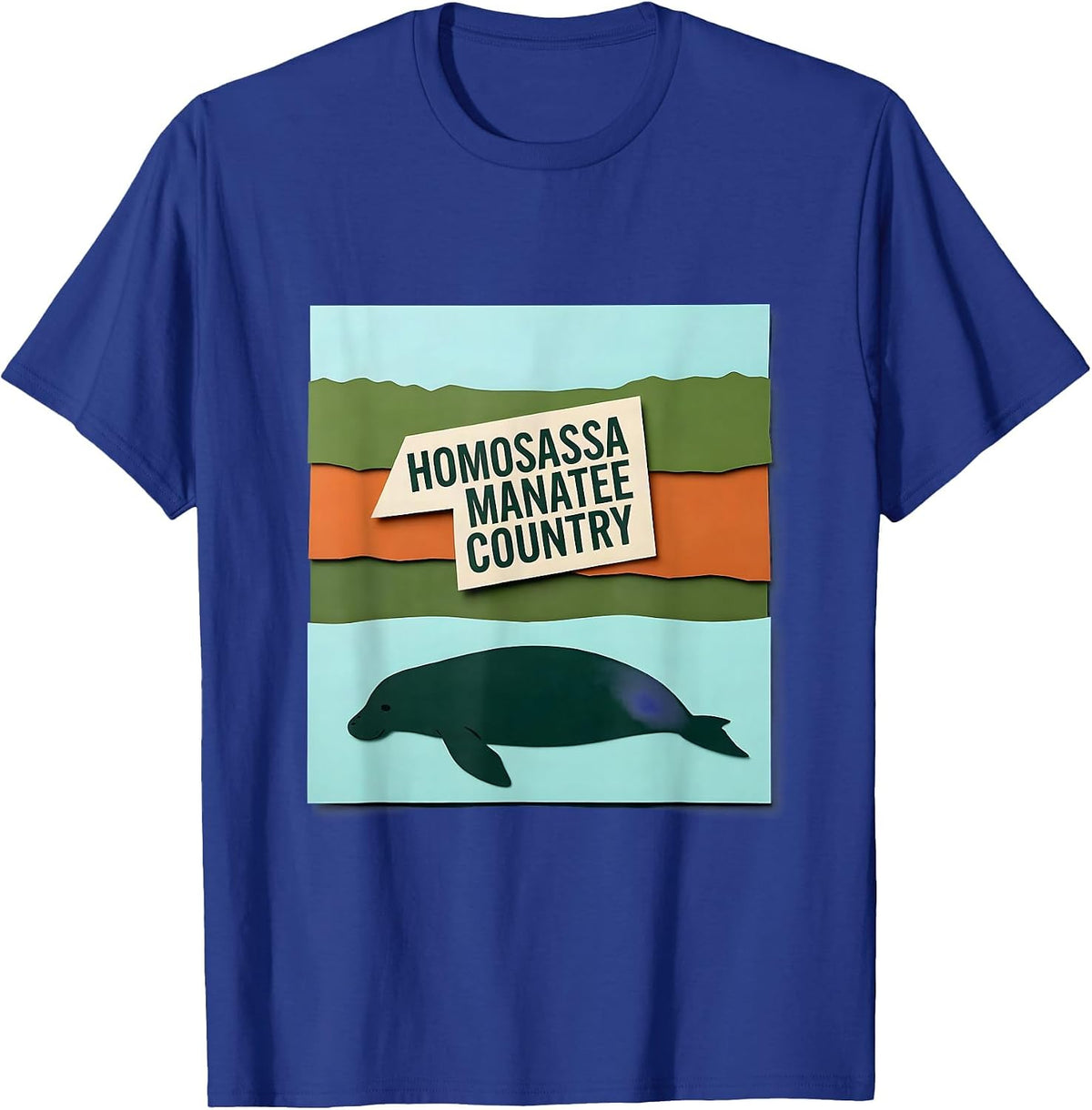 Men's Homosassa Manatee Country Florida Swamp Pride Retro T-Shirt - Royal Blue