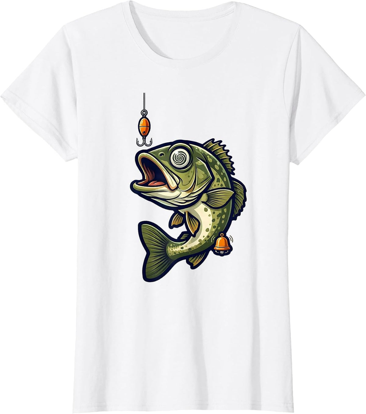 Hypnotized Bass Crankbait Funny Freshwater Fishing T-Shirt - White