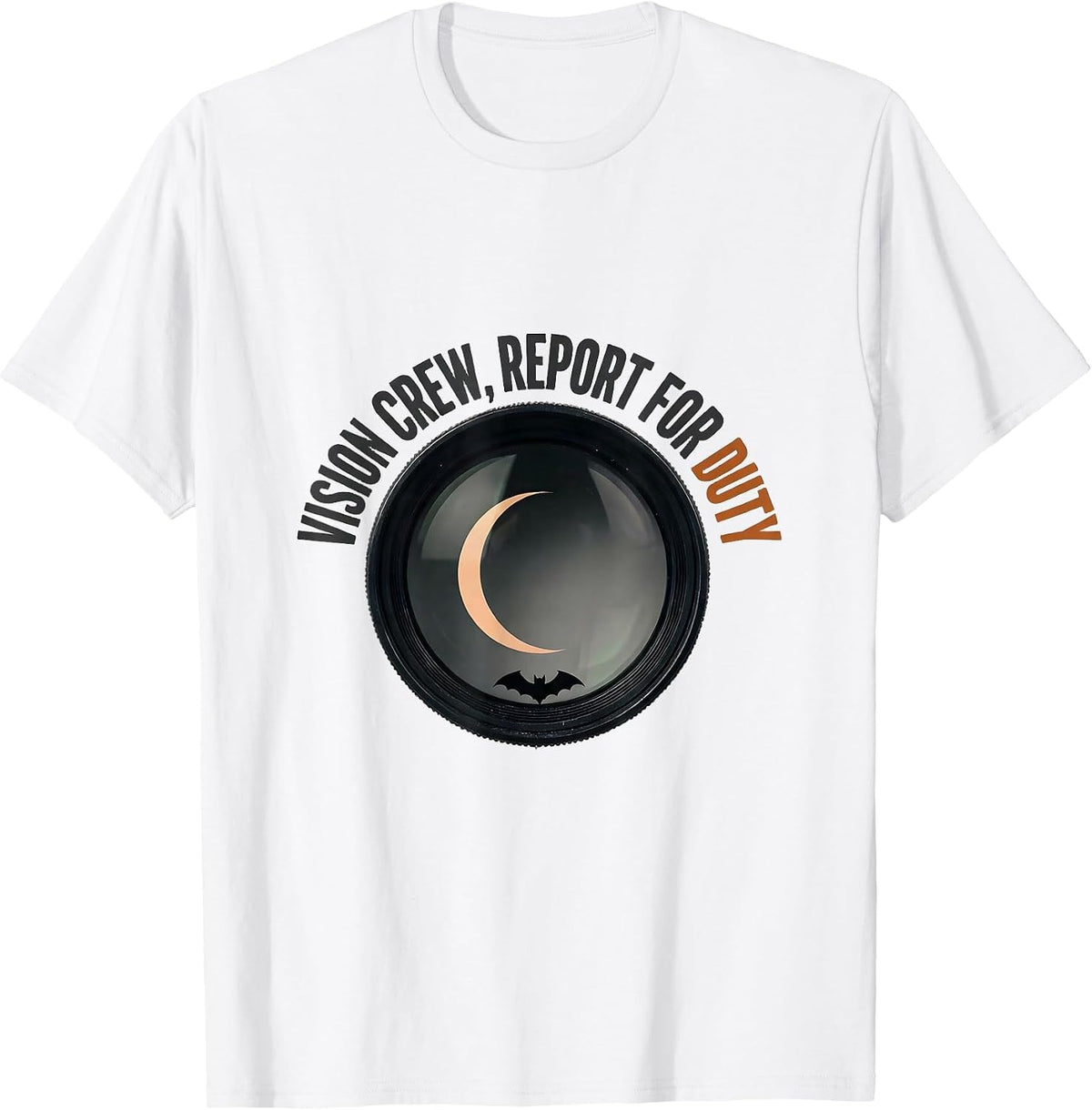 Men's Vision Crew Report for Duty Minimalist Halloween Optometrist T-Shirt - White