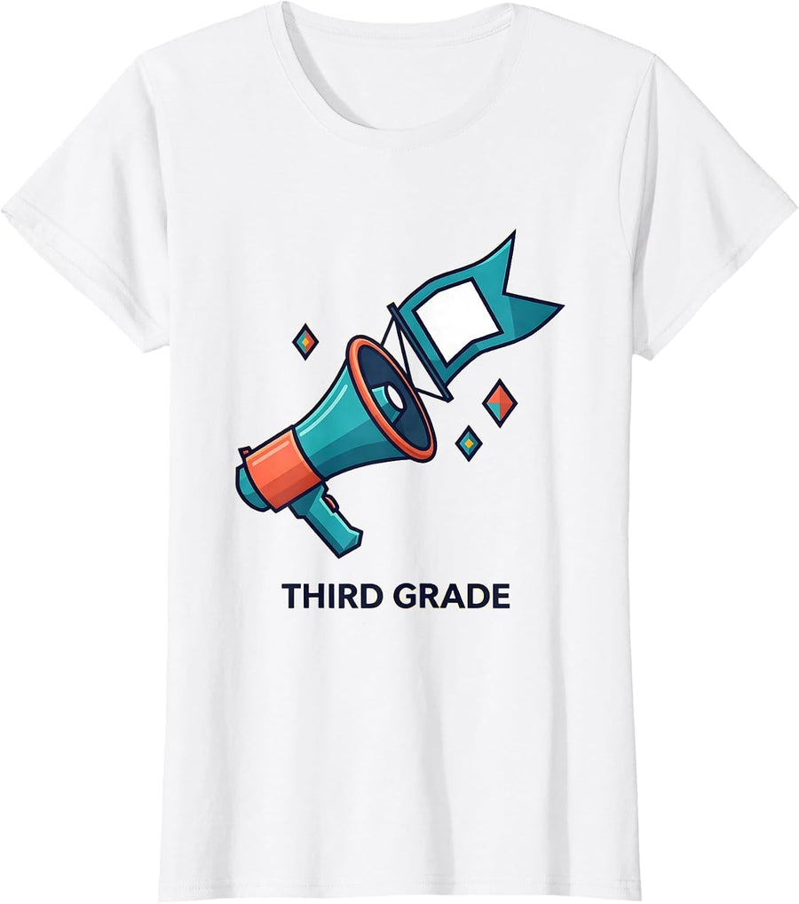 Women's Third Grade Cute Preppy Back To School Girl Teacher T-Shirt - White