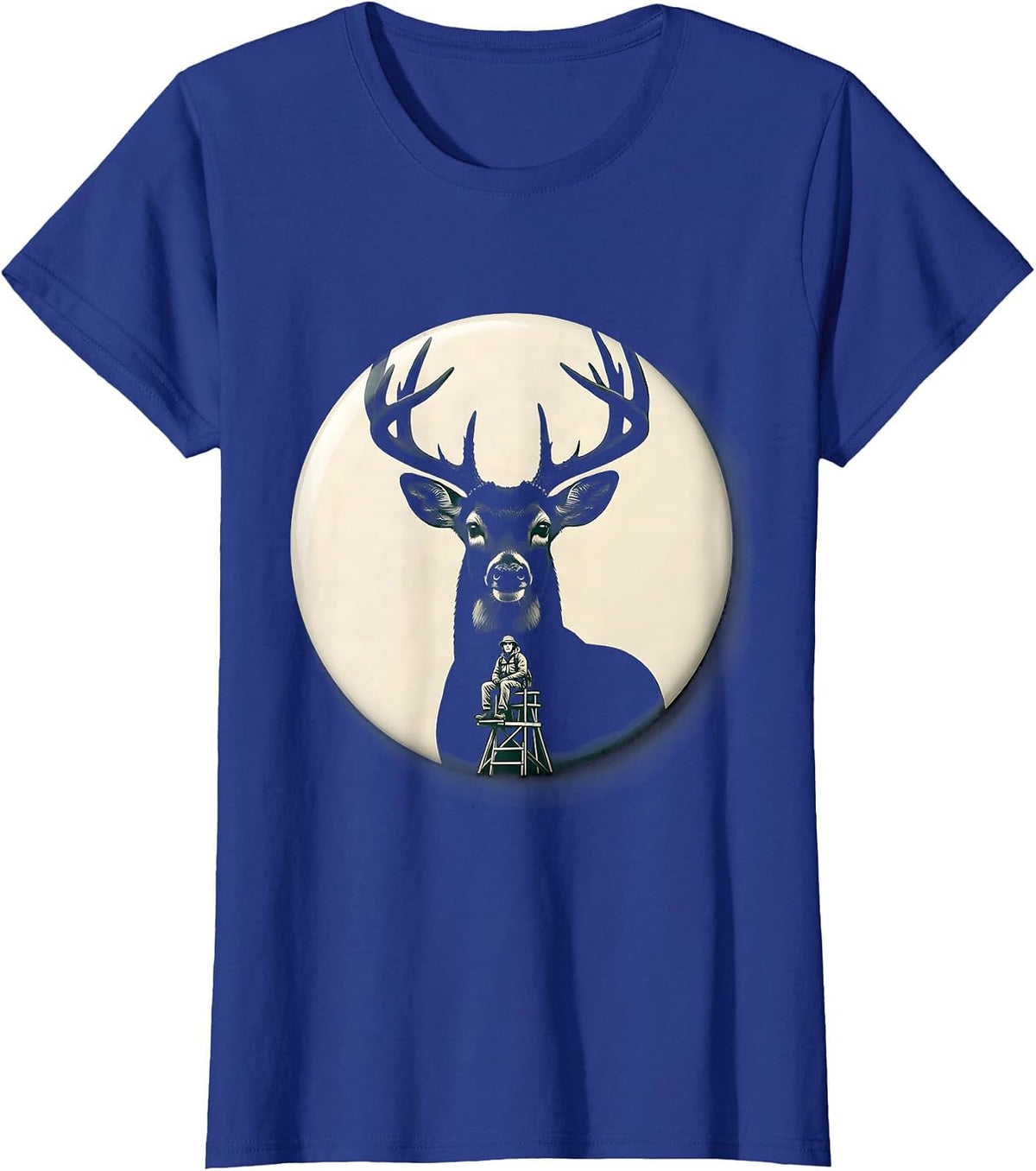 Women's Sealed Buck Hunter Badge Silhouette Camo Dad Gift T-Shirt - Royal Blue
