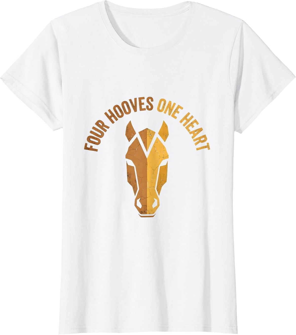 Four Hooves One Heart Horse Lover Design T-Shirt - White