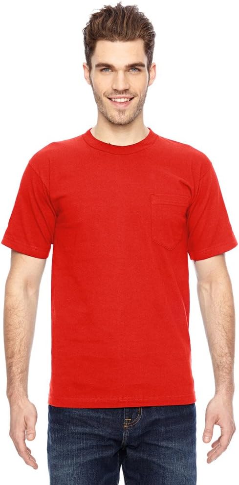 Bayside 6.1 oz. Basic Pocket T-Shirt, Large, BRIGHT ORANGE - As Pictured