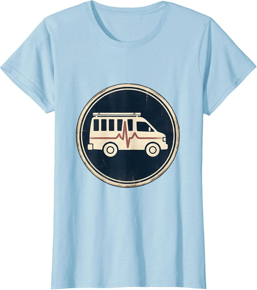 Women's Vintage EMT Paramedic Dark Humor Badge T-Shirt - Baby Blue