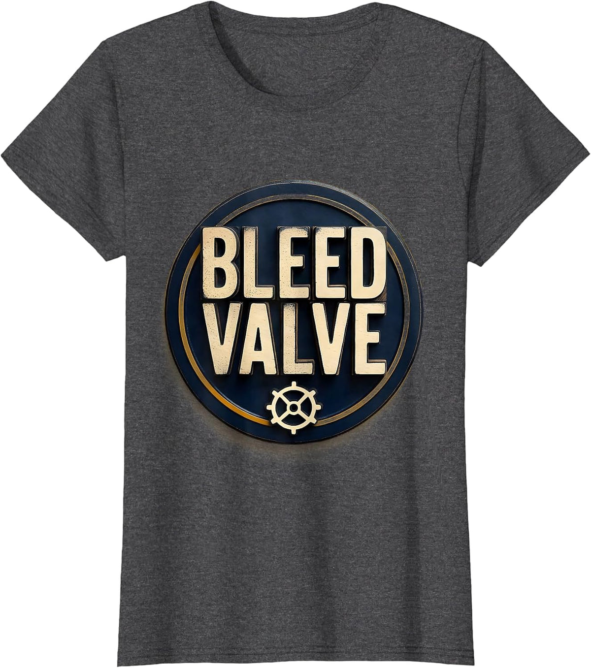 Women's Bleed Valve Wood Type Letterpress Funny Plumber Pipefitter T-Shirt - Dark Heather Grey