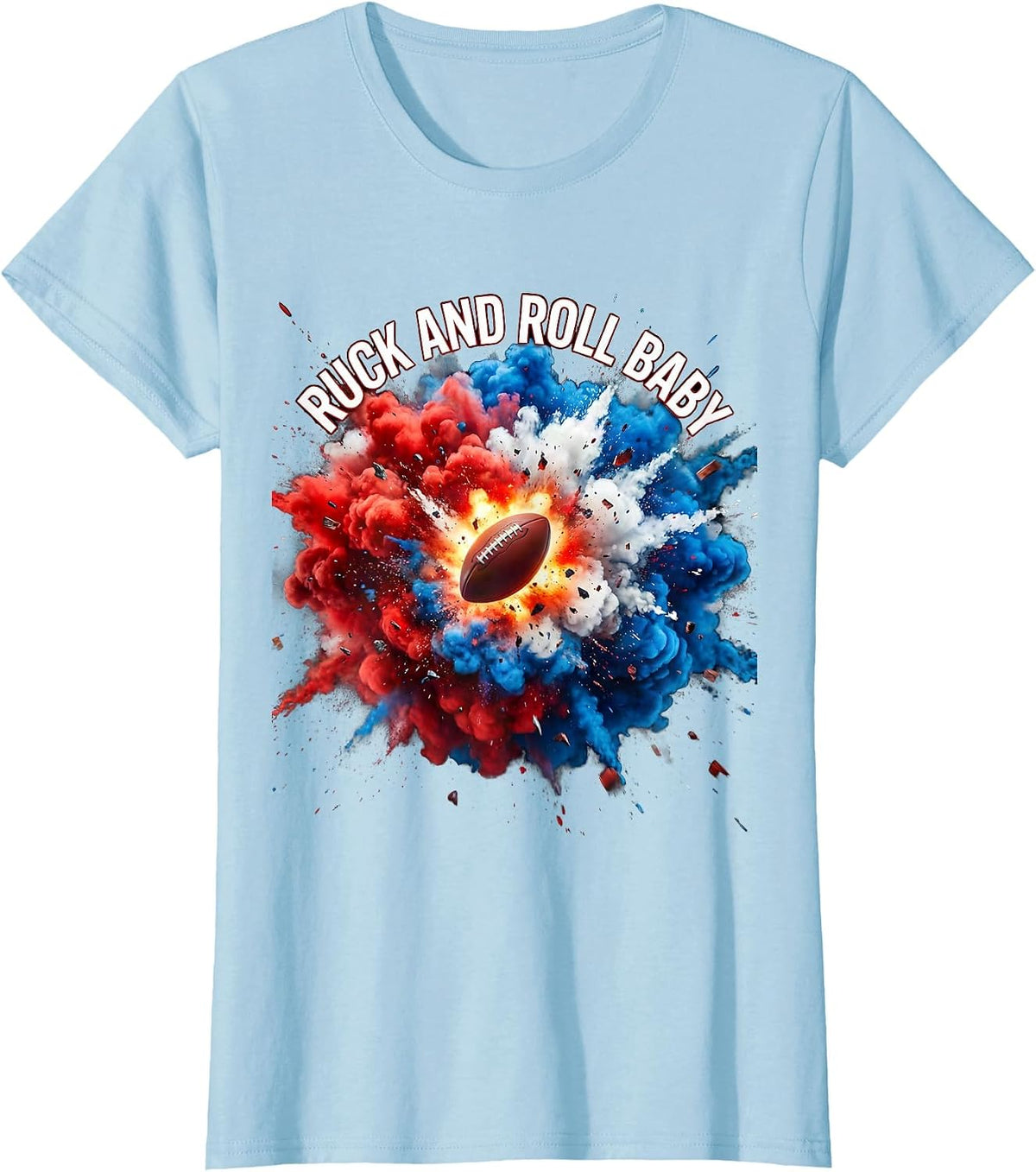 Ruck and Roll Baby Rugby Graphic Design T-Shirt - Baby Blue