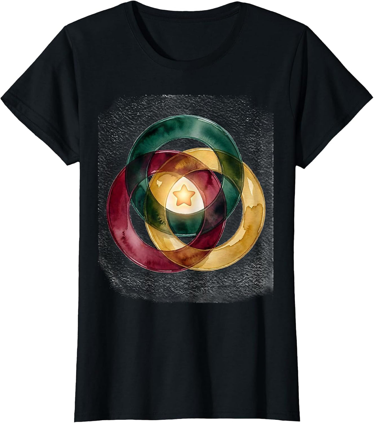 Trial-Lens Wreath Watercolor Optometrist Christmas Humor T-Shirt - Black