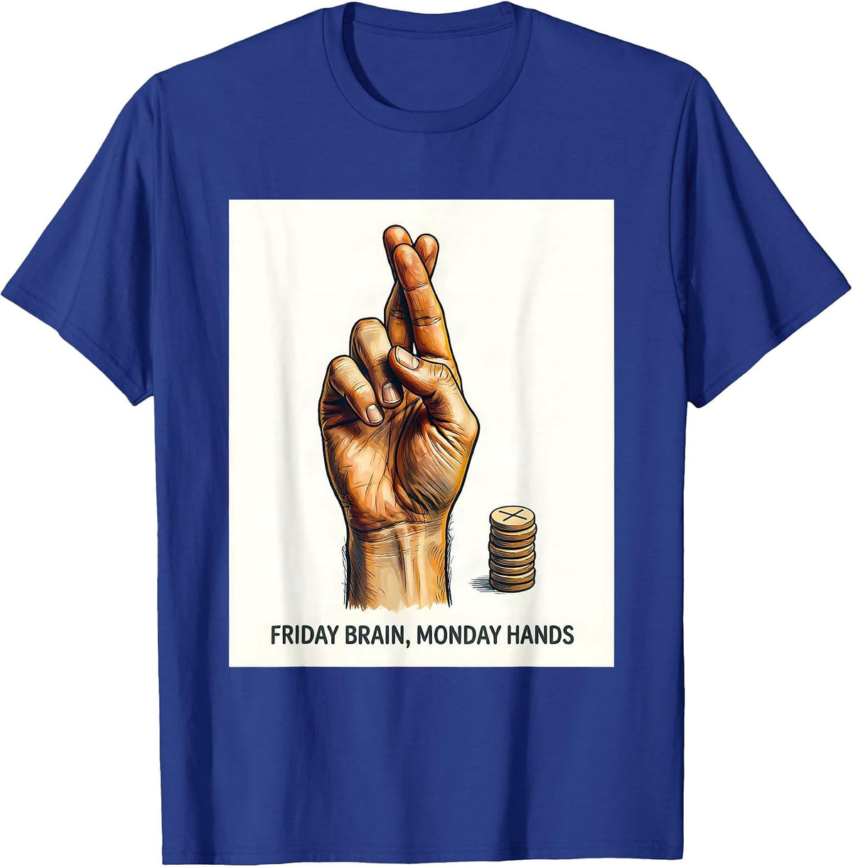 Men's Friday Brain Monday Hands ASL Teacher Deaf Awareness T-Shirt - Royal Blue