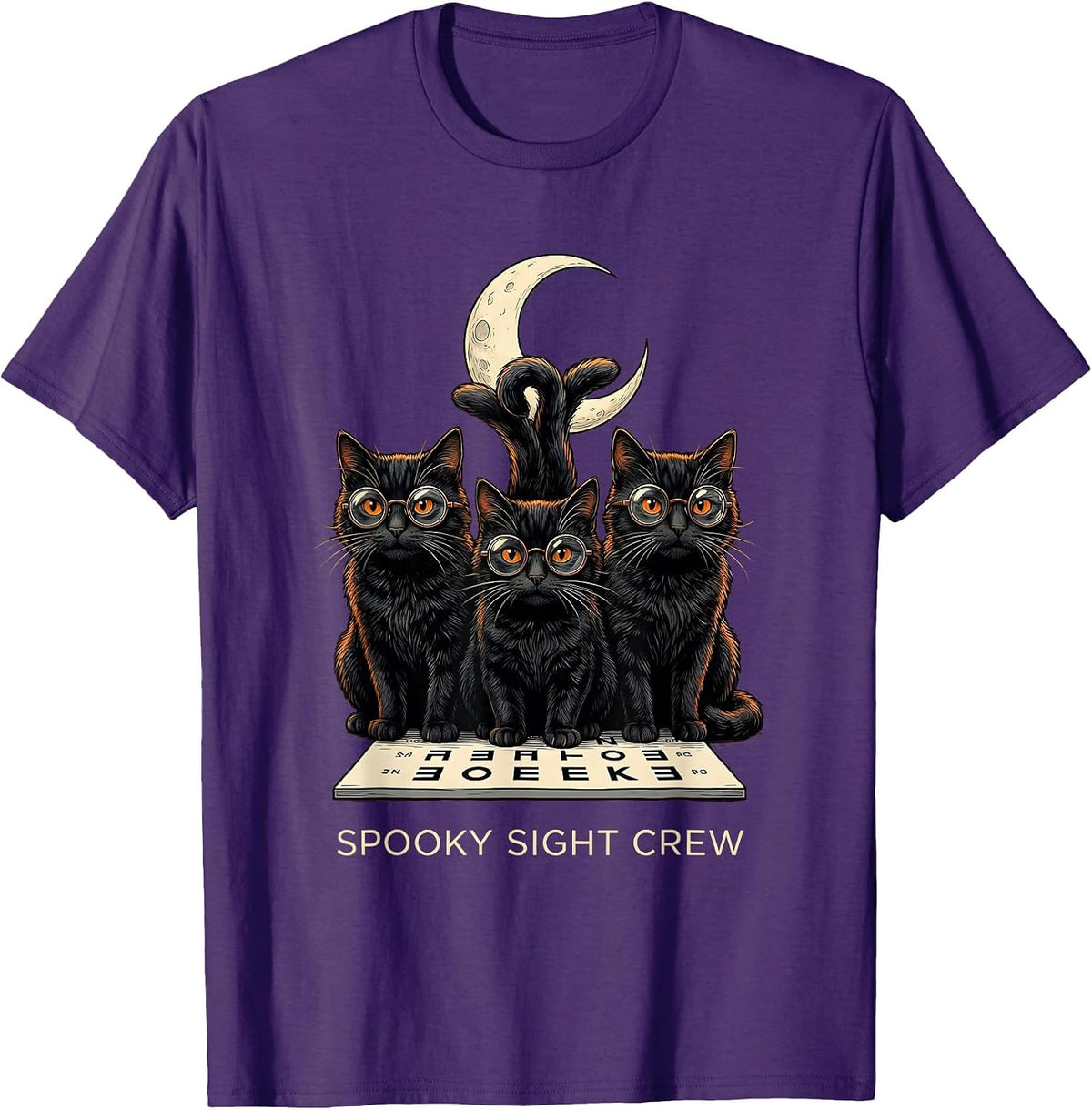 Spooky Sight Crew Funny Optometrist Halloween Eye Doctor T-Shirt - Purple