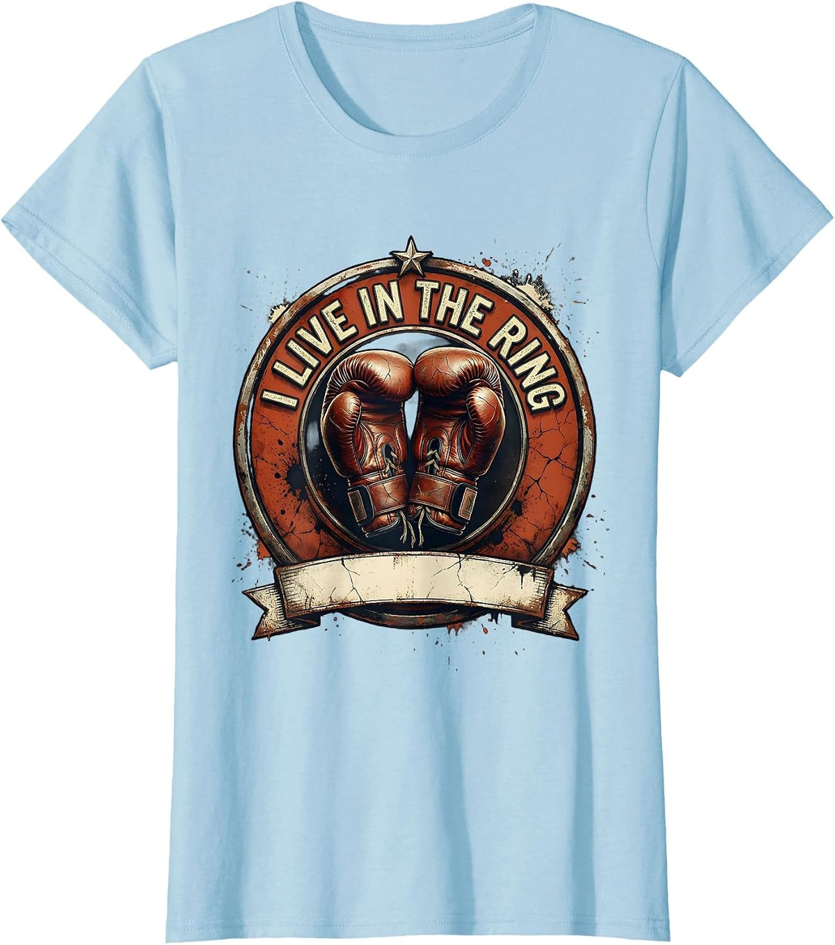 I Live In The Ring Boxing Graphic Design T-Shirt - Baby Blue