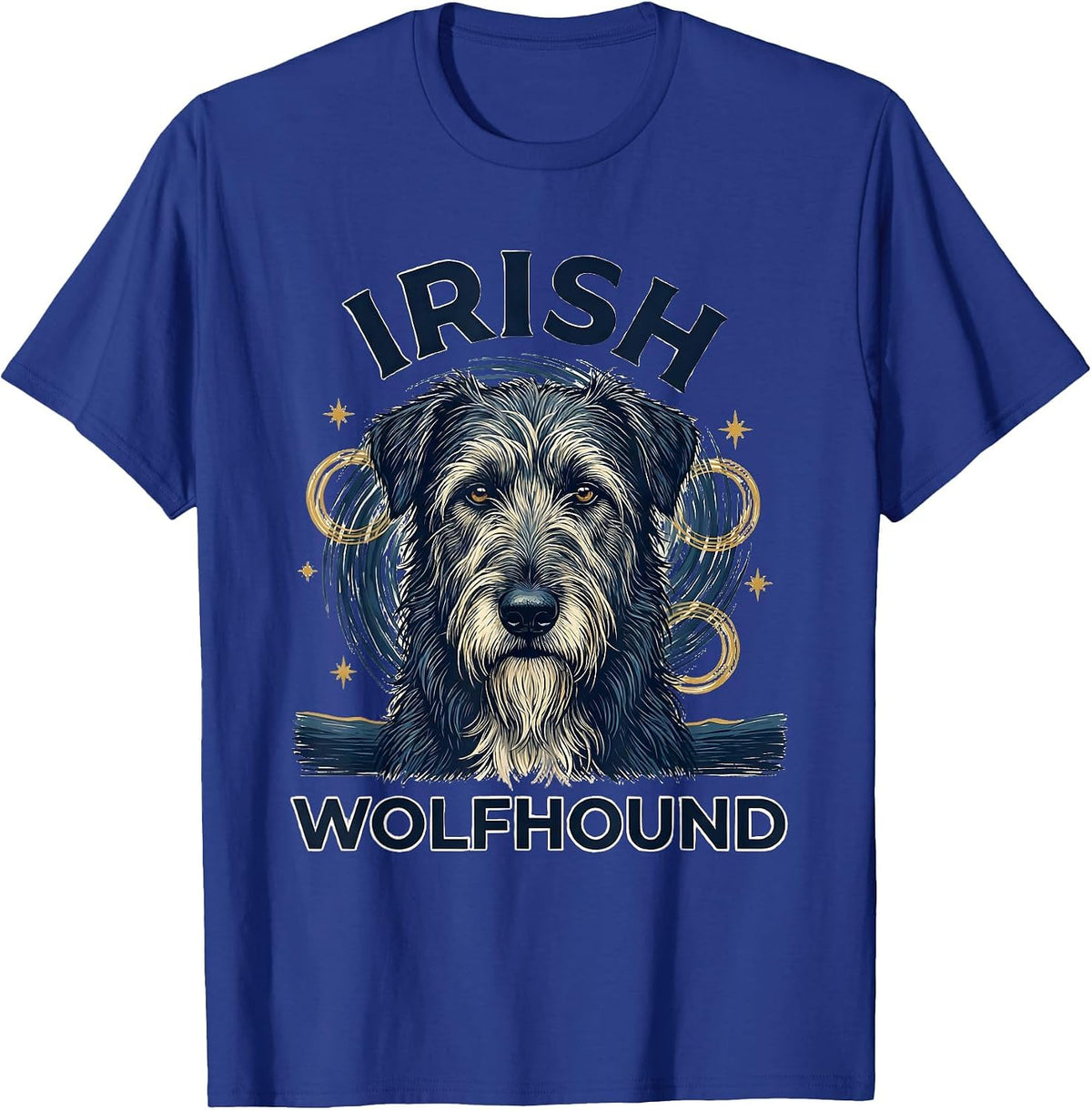Men's Irish Wolfhound Van Gogh Style Starry Night Dog Breed T-Shirt - Royal Blue