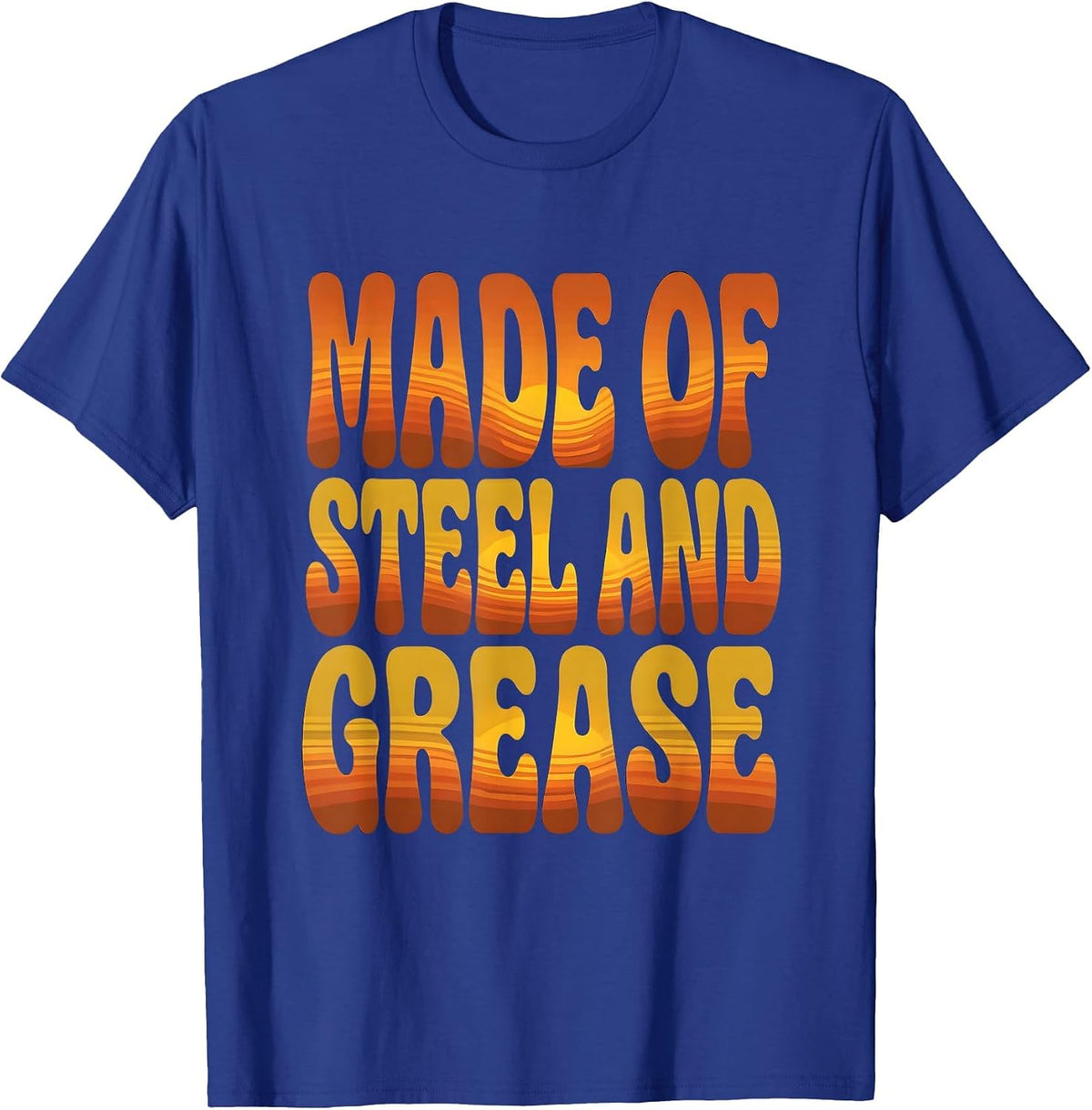 Made of Steel and Grease Mechanic Men Design T-Shirt - Royal Blue