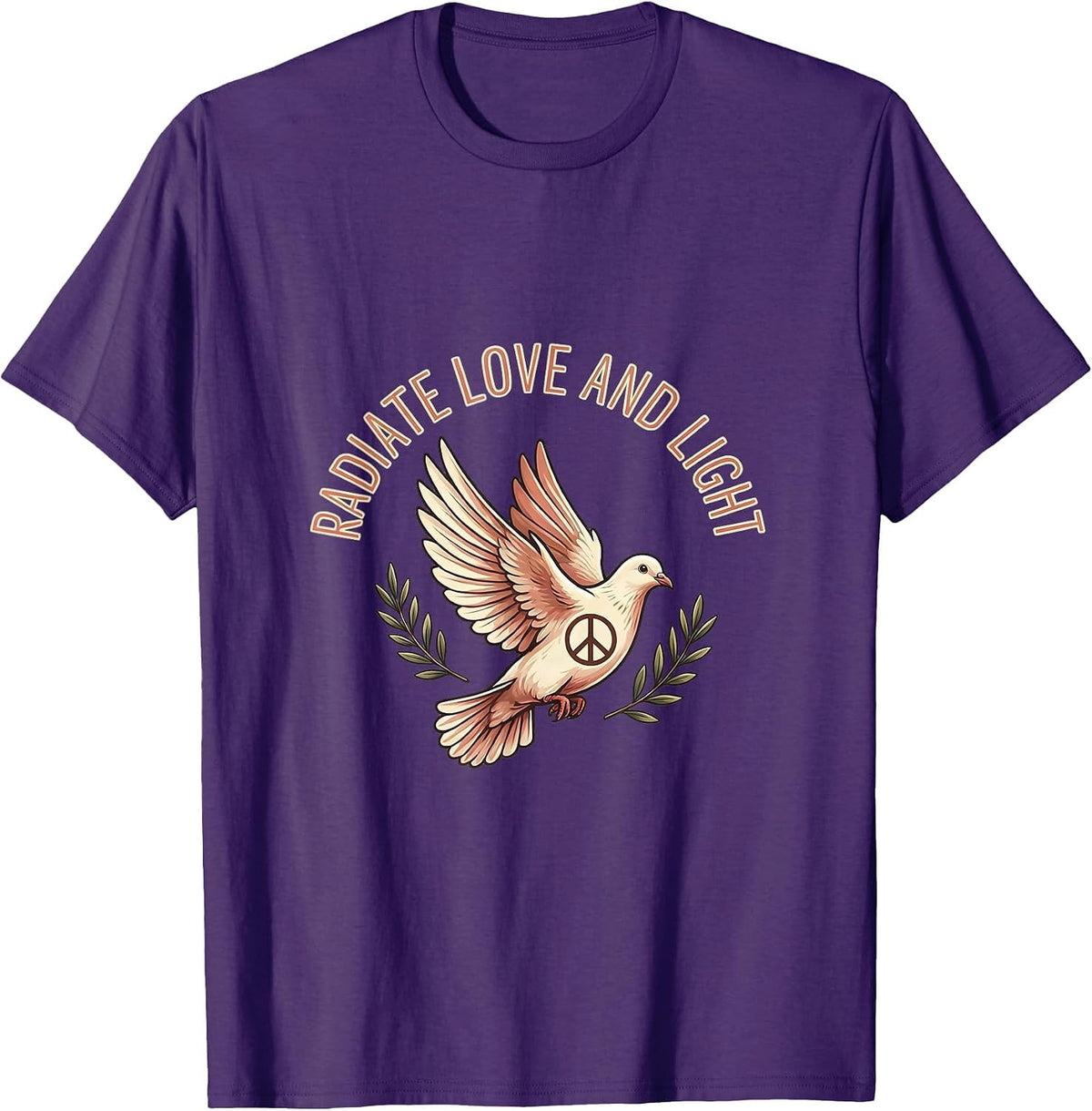 Radiate Love and Light Hippie Positive Vibes Design T-Shirt - Purple