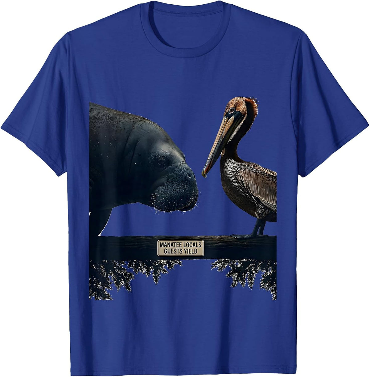 Manatee Locals Guests Yield Vintage Florida Gulf Coast T-Shirt - Royal Blue