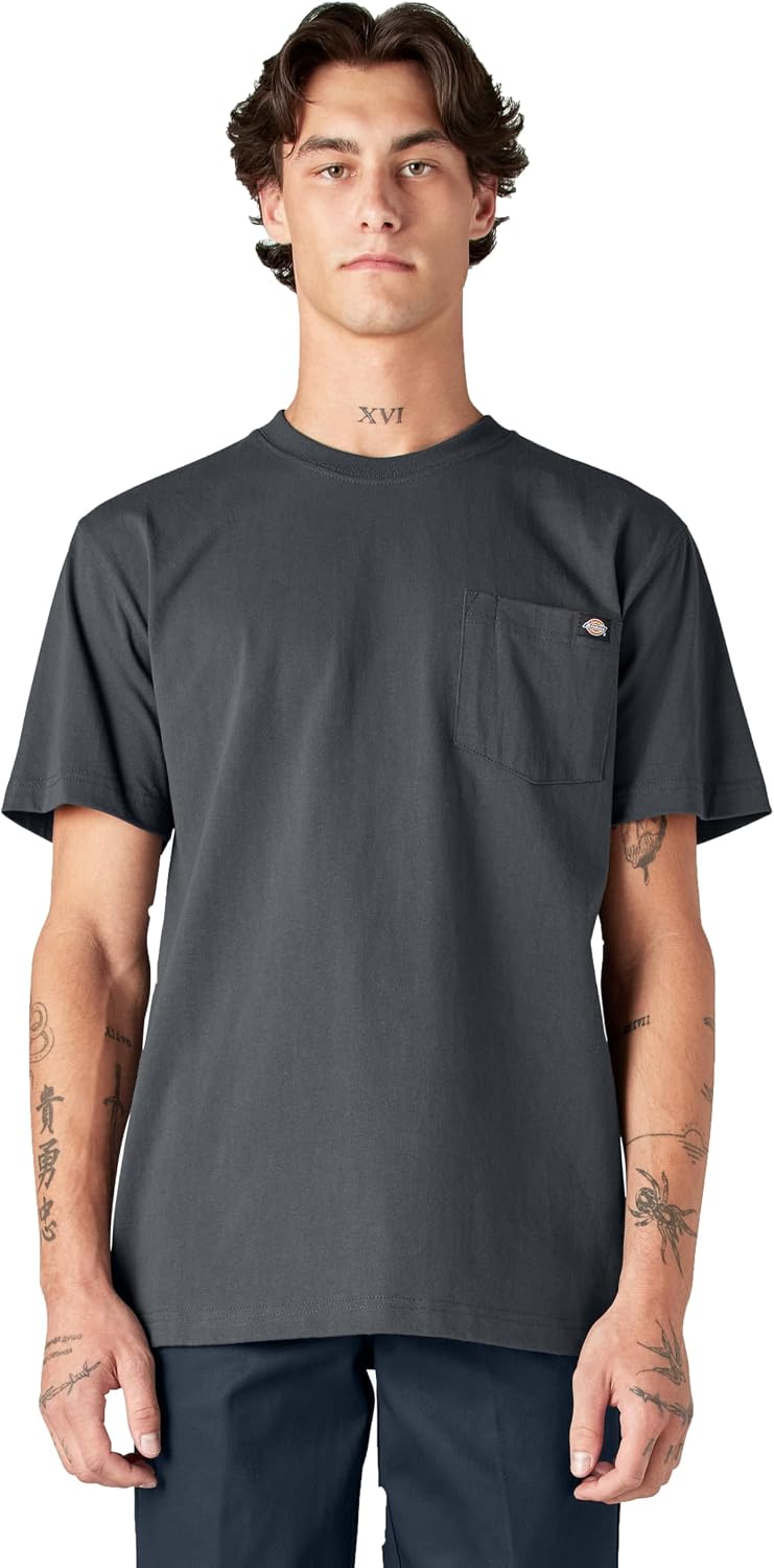 Dickies Men's Heavyweight Heathered Short Sleeve Pocket T-Shirt - Charcoal