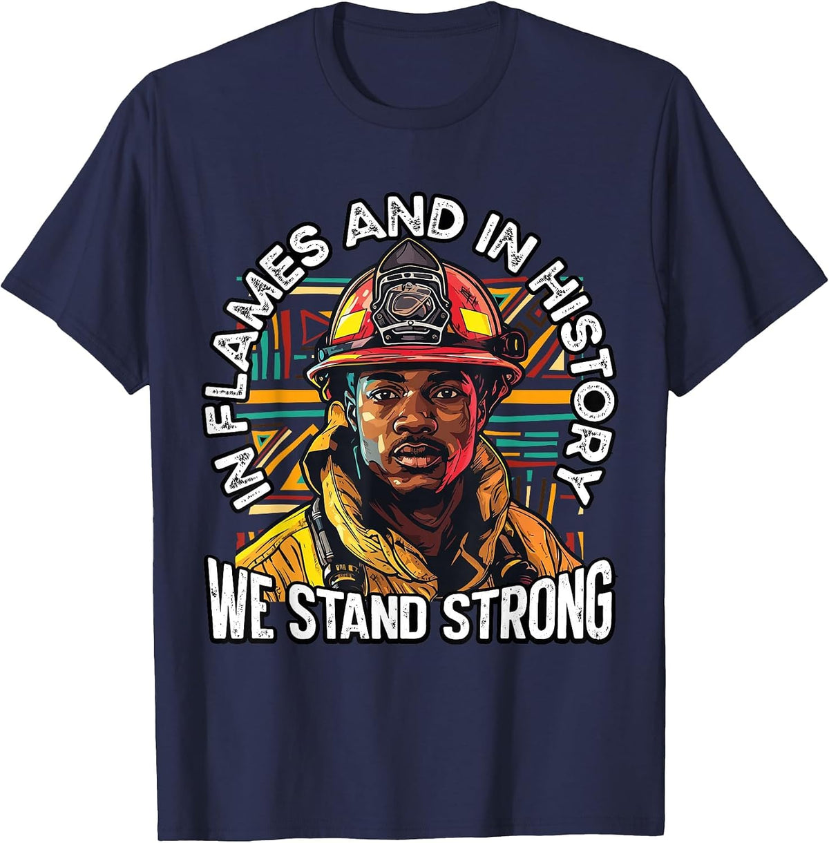 Black Firefighter Firefighting Fireman Black History Month T-Shirt - Navy Blue