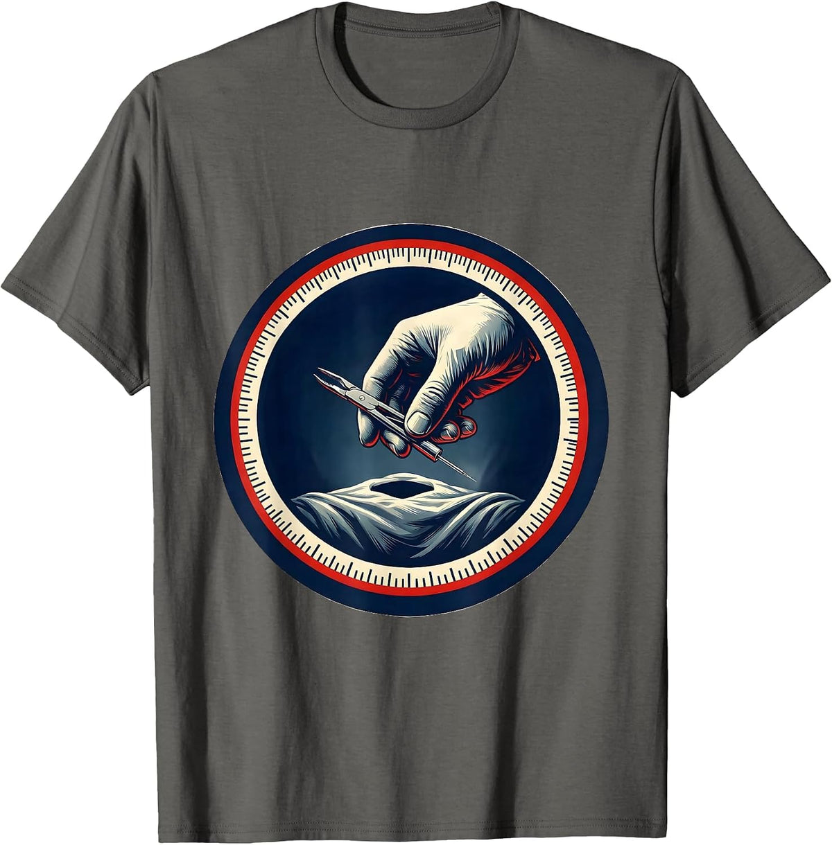 Men's Surgical Tech Emblem Medical Scrub Tech Pride T-Shirt - Asphalt Grey