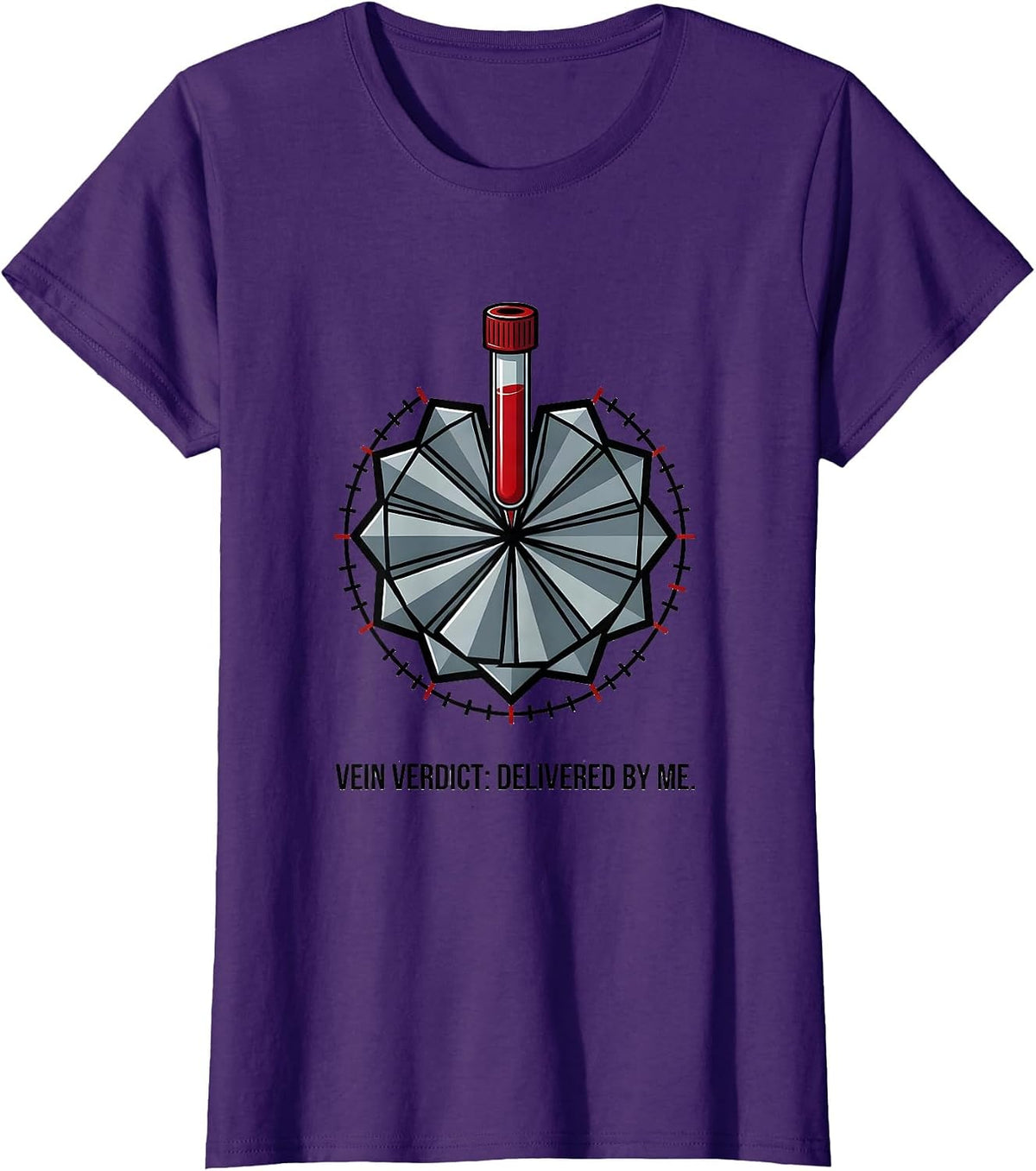 Women's Vein Verdict: Delivered By Me Funny Phlebotomist Christmas T-Shirt - Purple