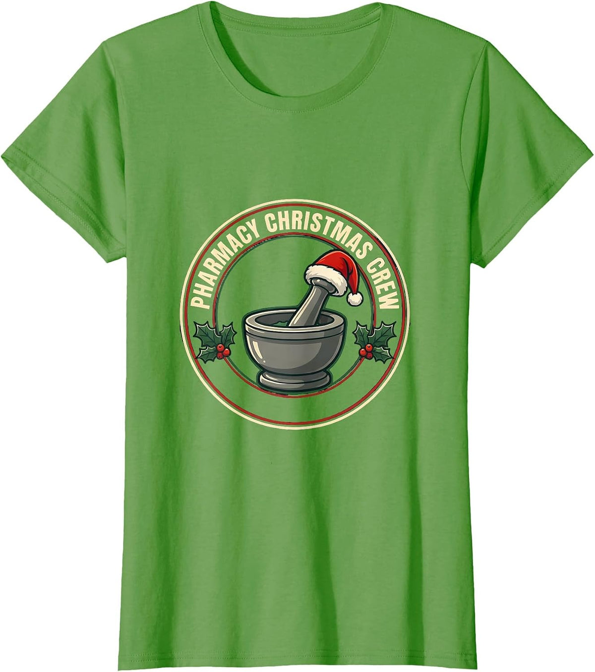 Women's Pharmacy Christmas Crew Funny Pharmacist Tech Holiday Squad T-Shirt - Grass Green