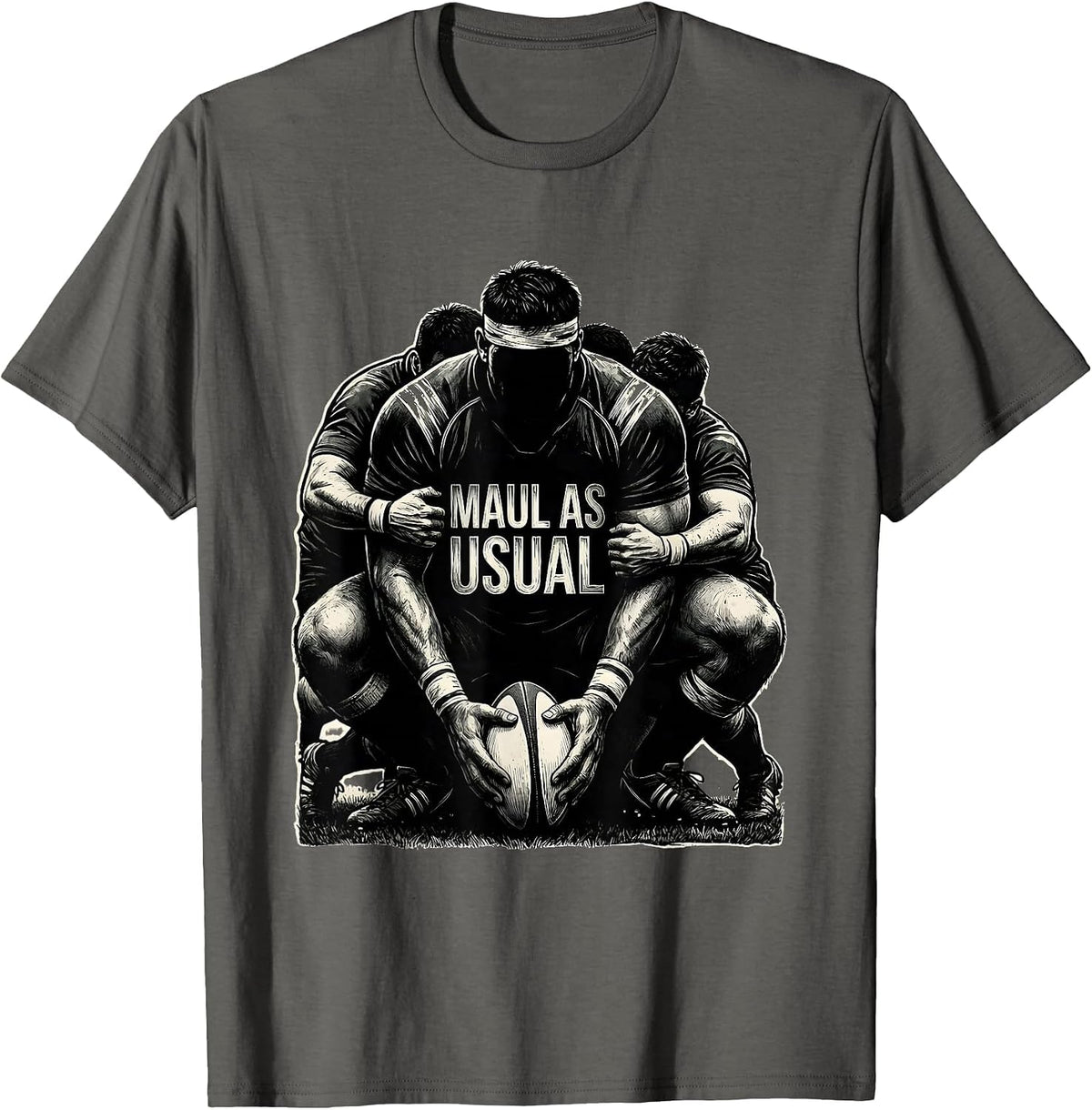 Men's Maul As Usual Funny Rugby Player Coach Fan Humor T-Shirt - Asphalt Grey