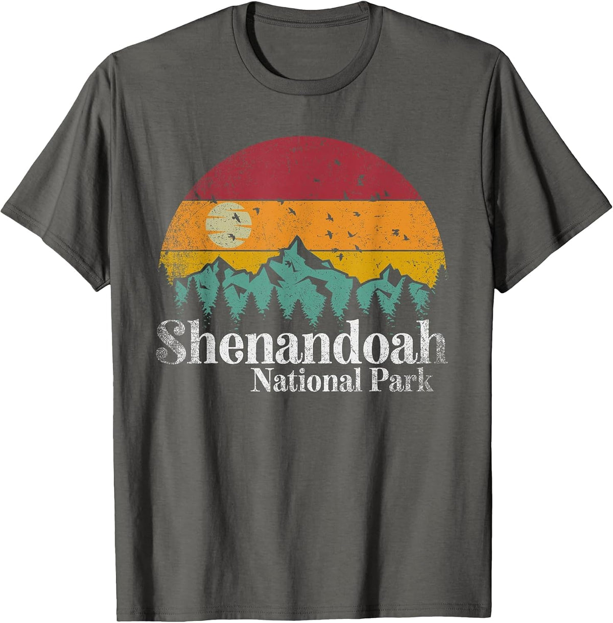 Shenandoah National Park Mountains Retro Style Vintage T-Shirt - Asphalt Grey