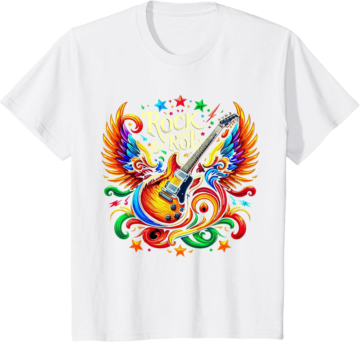 Rock and Roll Electric Guitar Band Guitarist T-Shirt - White