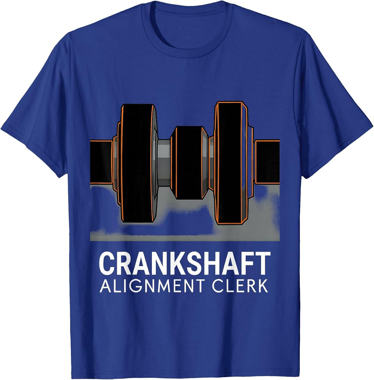 Men's Crankshaft Alignment Clerk Brutalist Car Guy Mechanic T-Shirt - Royal Blue