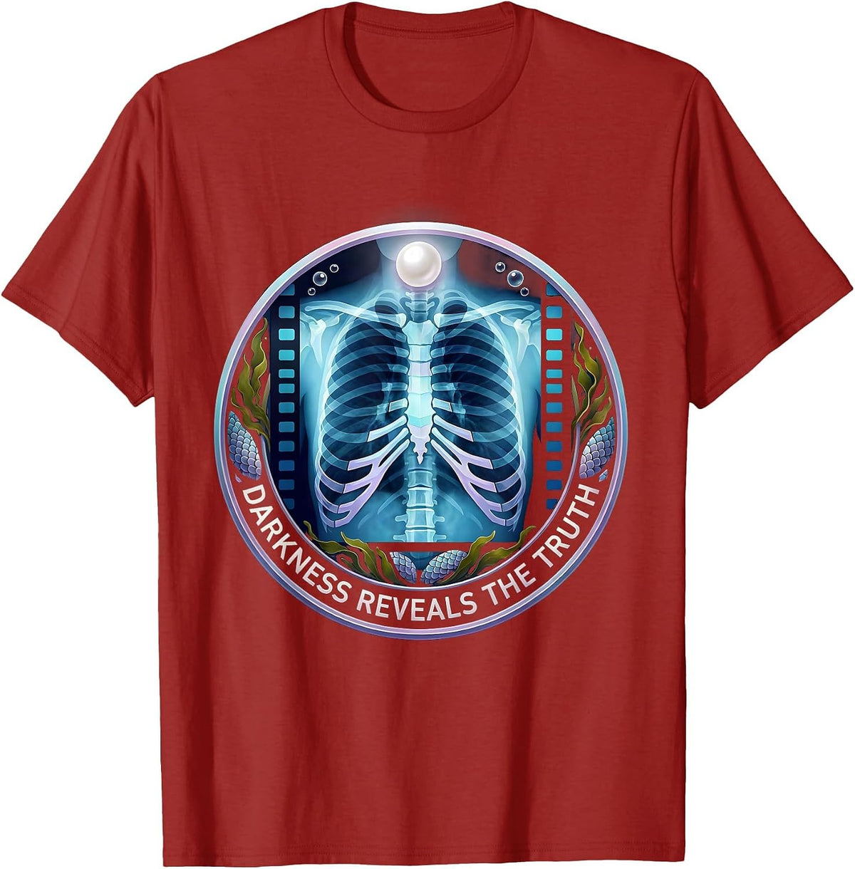 Men's Darkness Reveals The Truth Radiology Design T-Shirt - Cranberry Red