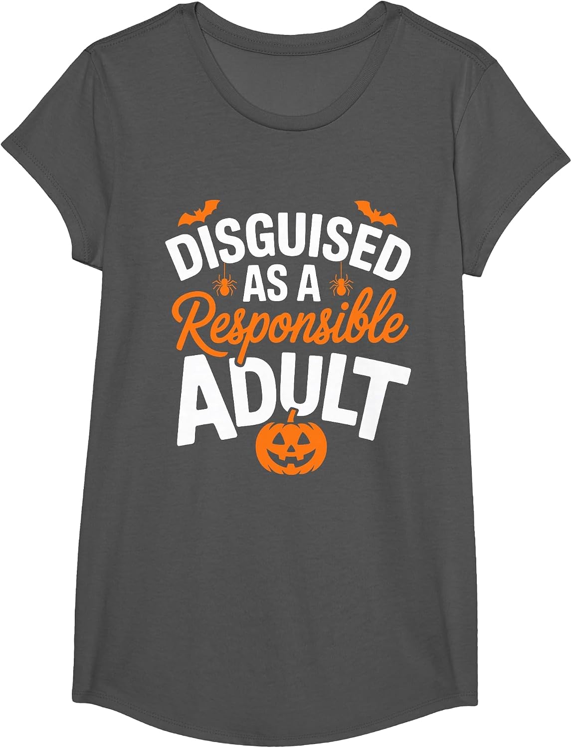 Disguised as a Responsible Adult, Funny Halloween Costume T-Shirt - Girls Asphalt Grey