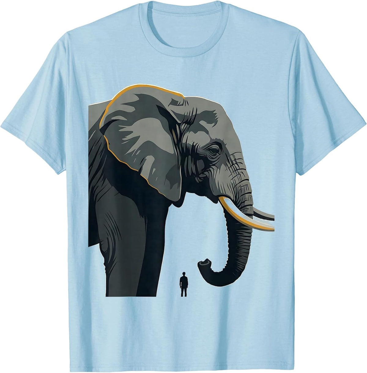 Men's Elephant Shoulder Editorial Conceptual Animal Lover Gift T-Shirt - Baby Blue