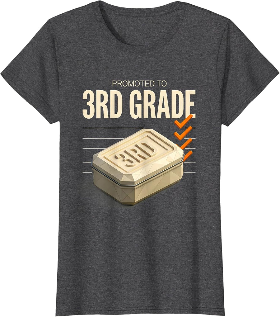 Women's PROMOTED TO 3RD GRADE Camo Third Grade Back To School Boys T-Shirt - Dark Heather Grey