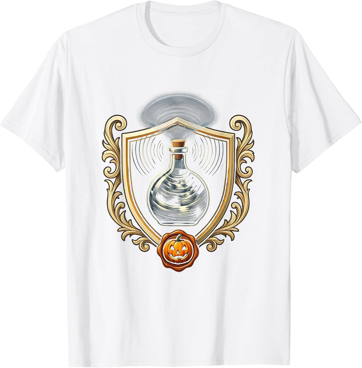 Halloween Ultrasound Tech Ghostly Gel Bottle Emblem T-Shirt - White