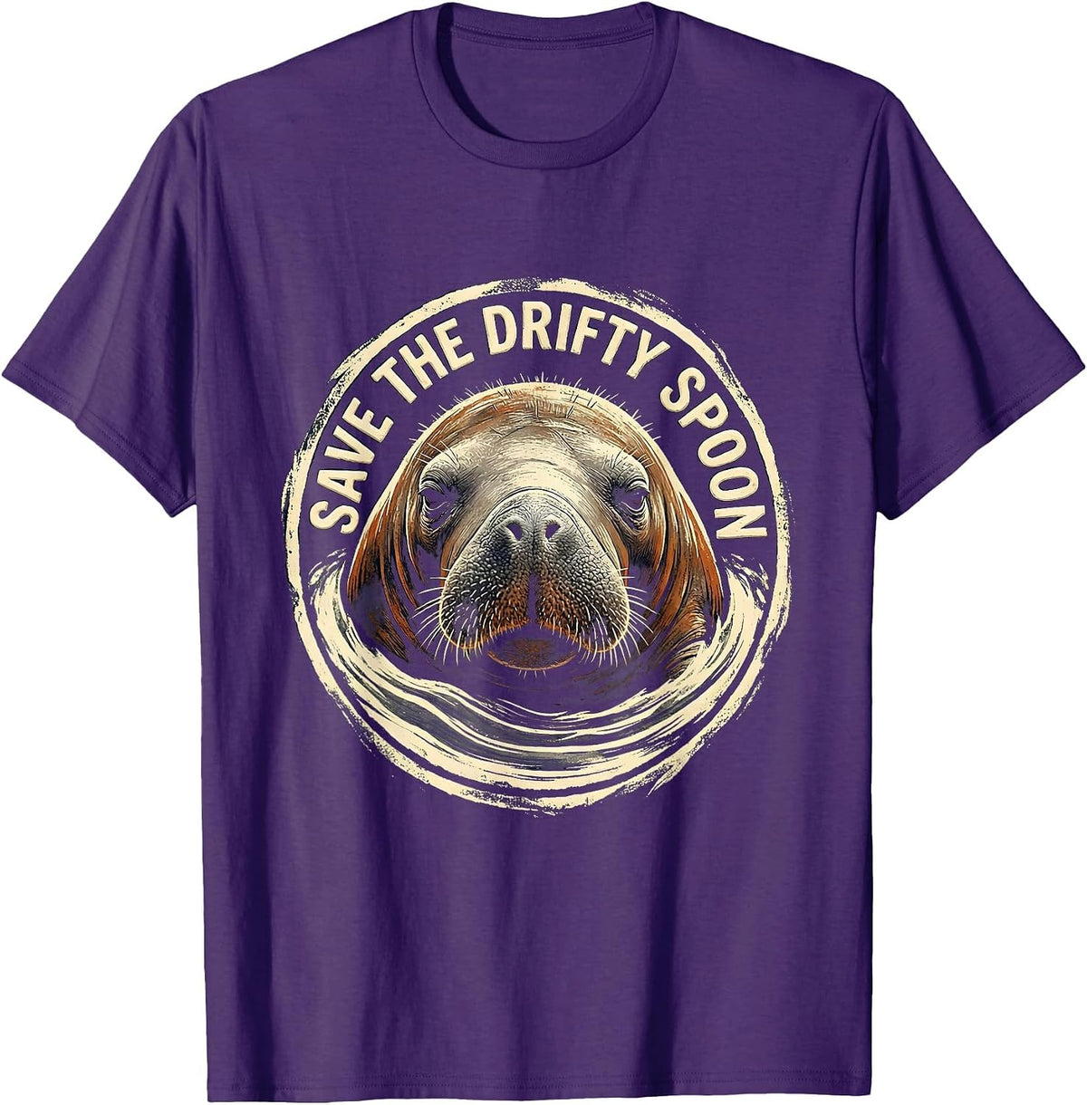 Men's Save The Drifty Spoon Manatee Lover Funny Sea Cow Humor T-Shirt - Purple