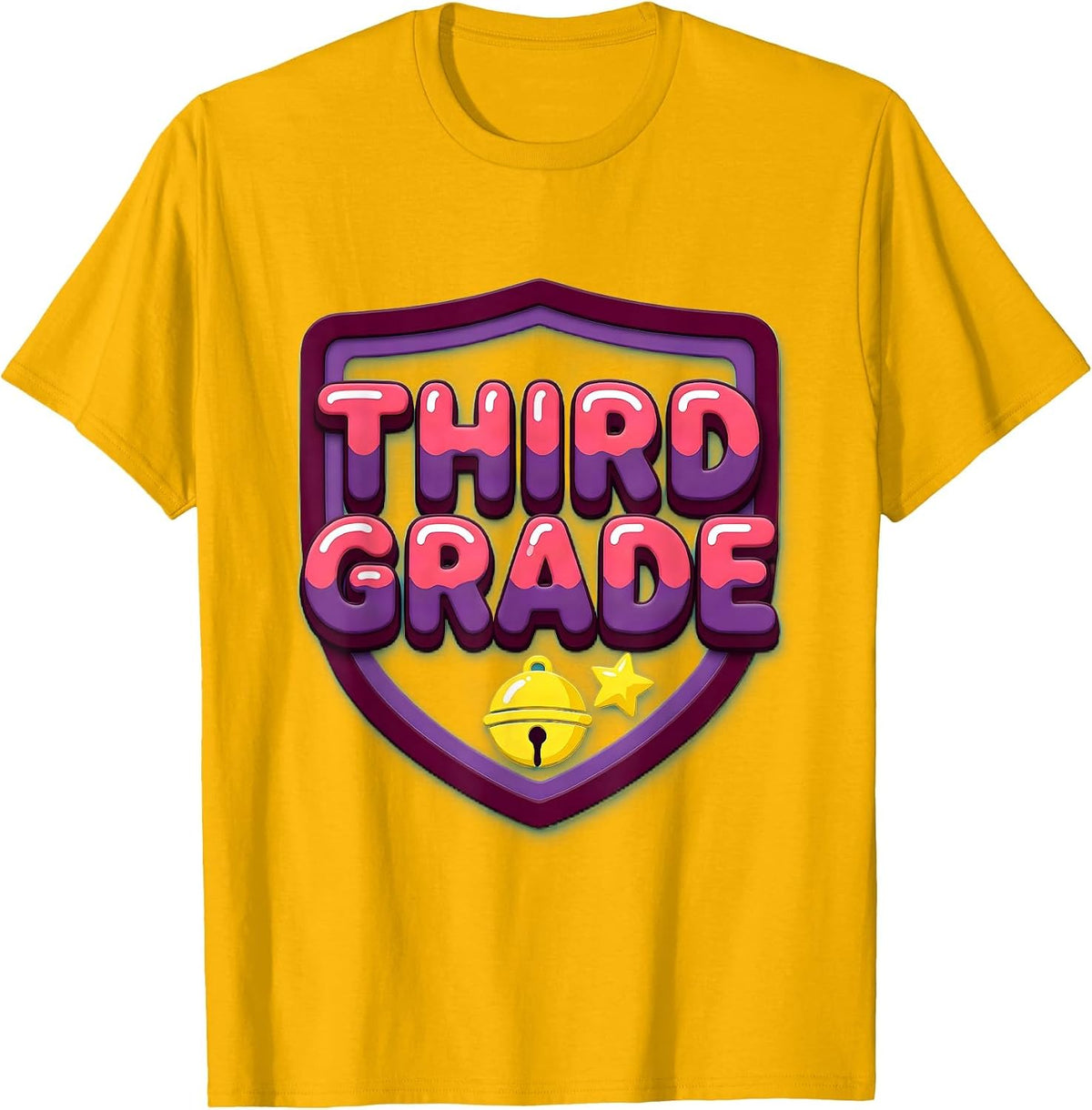 Men's Third Grade Gummy Jelly Pop Back To School Teacher Student T-Shirt - Golden Yellow