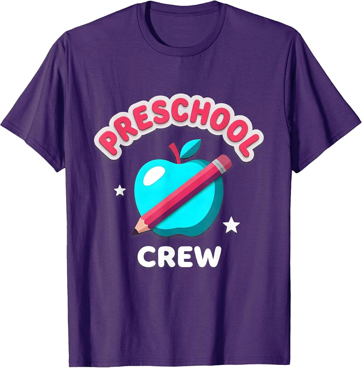Men's Preschool Crew Funny Teacher Gift Back To School T-Shirt - Purple