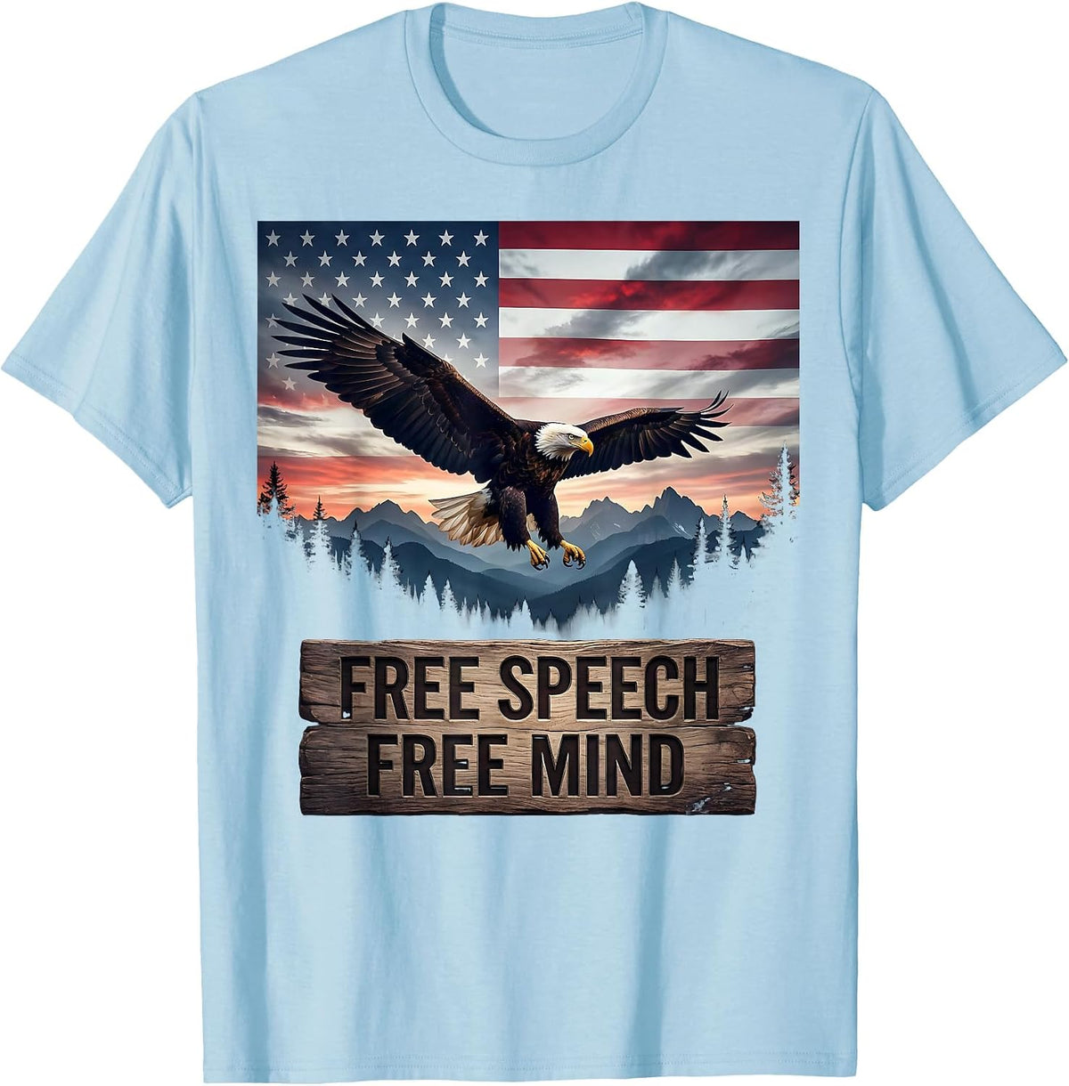 Free Speech Free Mind Bold Statement Design T-Shirt - Baby Blue