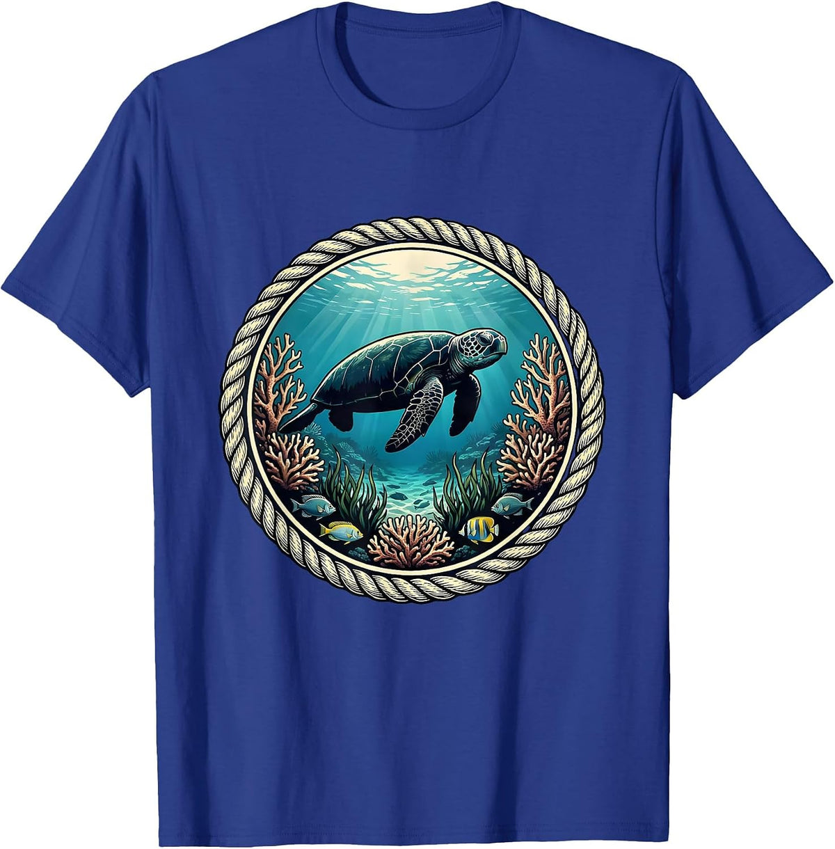 Puerto Rico Manatee Reef Illustration T-Shirt - Royal Blue