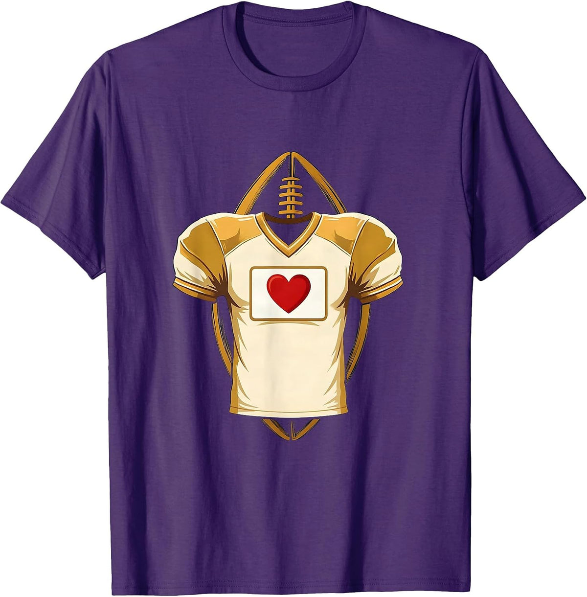 Men's Football Lineman Mom Jersey Number Heart Pride T-Shirt - Purple