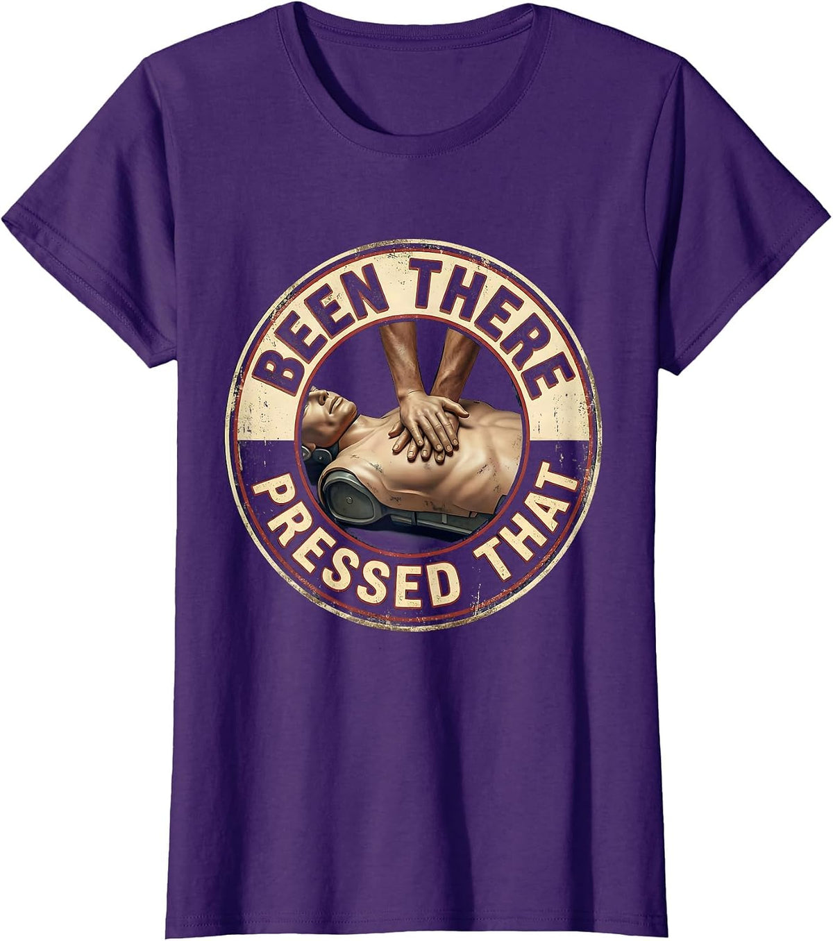 Women's CPR Training Mannequin Vintage EMT Paramedic Humor T-Shirt - Purple