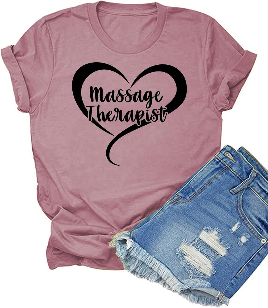 HONTOUTE Massage Therapist Graphic T-Shirt for Womens Therapist Appreciation Gift Short Sleeve Summer Crewneck Tees Top -